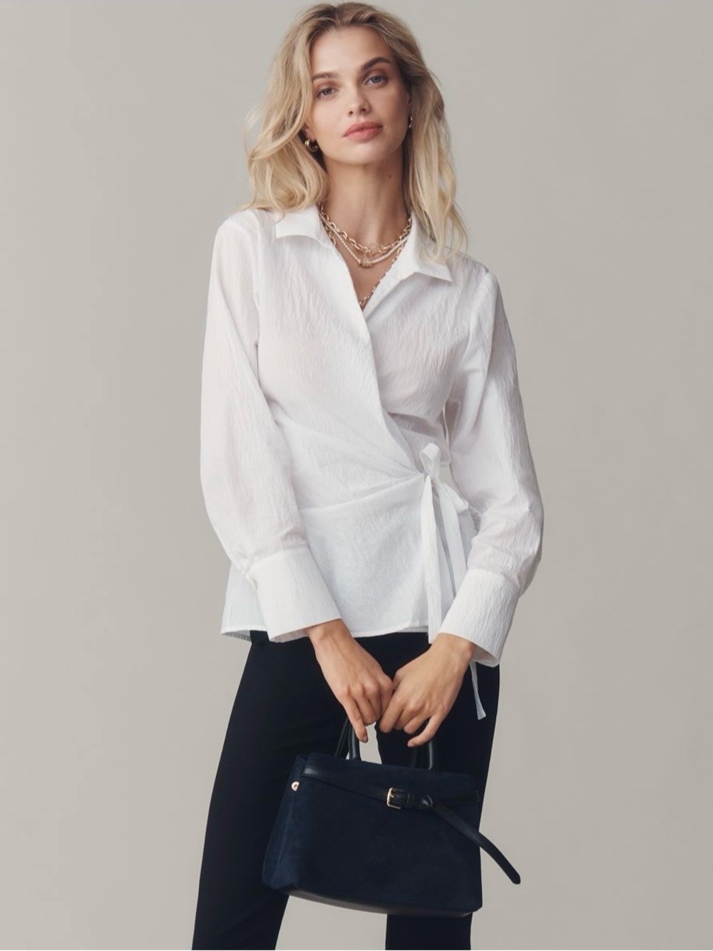 ANTHROPOLOGIE X MAEVE Long Sleeve Tie Waist Wrap Top, Size XS